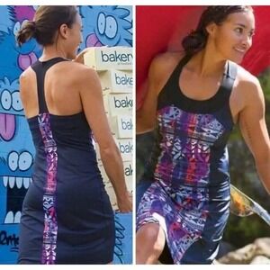 Title Nine Diamalete Floral Blocked T Back Tennis Athletic Dress Women's Size M